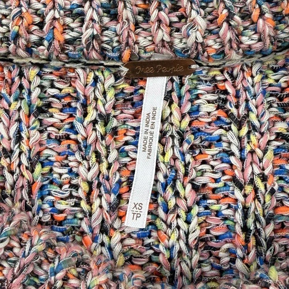 Free People Desert Heat Sweater Vest XS Rainbow Boho Hippie Indie Marled Retro